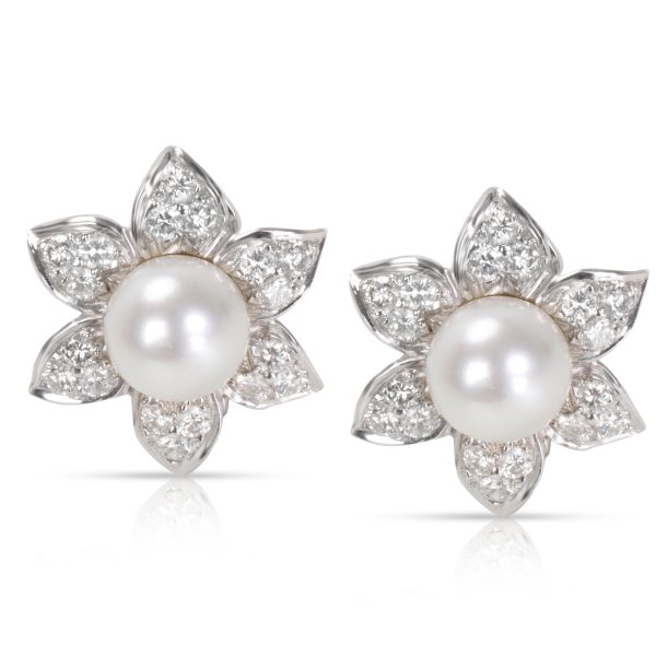 Diamond Pearl Earrings in 18K White Gold Diamond Pearl Earrings in 18K White Gold