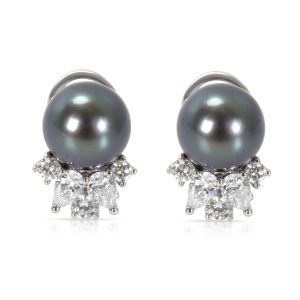 Tiffany Co Tahitian Cultured Pearl Diamond Cecile Earrings in Platinum Louis Vuitton Boite Chapeaux Supple MM Shoulder Bag Leather