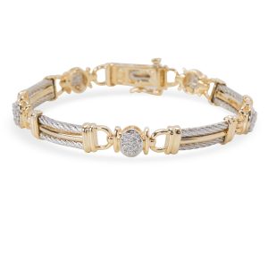 Diamond Bar Link Bracelet in 14K Yellow Gold 14 CTW Louis Vuitton Evora MM Handbag Damier Ebene Leather Brown