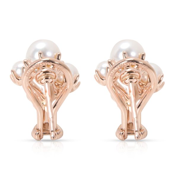 096271 bv Mikimoto Diamonds Pearls Branch Earrings in 18K Rose Gold