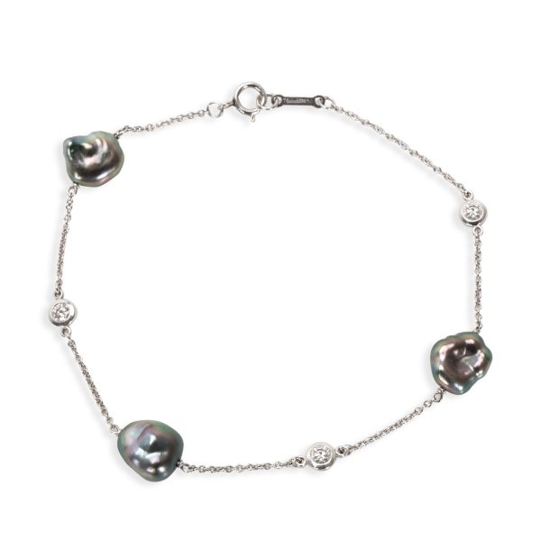 Tiffany Co Elsa Peretti Diamond Tahitian Keshi Pearl Bracelet in Platinum Tiffany Co Elsa Peretti Diamond Tahitian Keshi Pearl Bracelet in Platinum