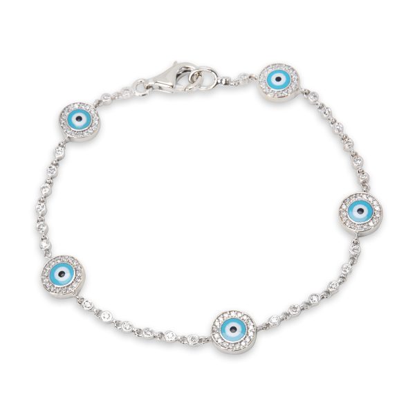 Aaron Basha Diamond Evil Eye Bracelet in 18K White Gold 075 CTW Aaron Basha Diamond Evil Eye Bracelet in 18K White Gold 075 CTW