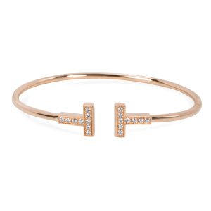 Tiffany Co T Wire Diamond Bangle in 18K Yellow Gold 023CTW Celine Small Vertical Cabas Triomphe 2way Bag Brown