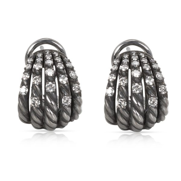 David Yurman Tempo Diamond Earrings in Darkened Sterling Silver 061CTW David Yurman Tempo Diamond Earrings in Darkened Sterling Silver 061CTW