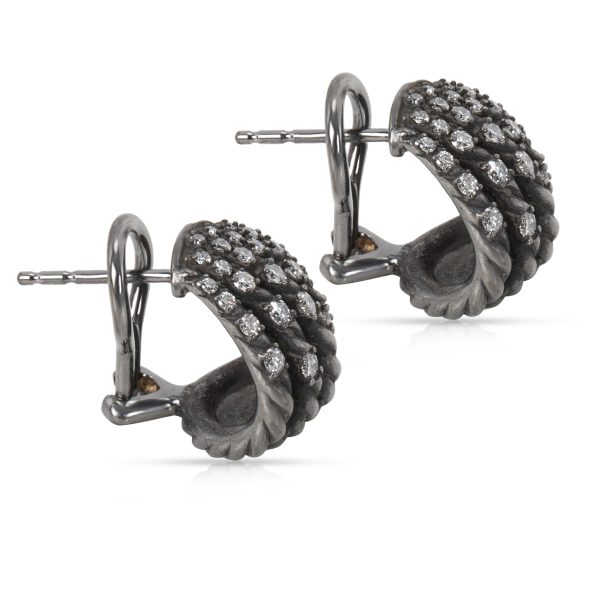 096664 sv e309c0e8 e244 4188 9e44 096b469023f0 David Yurman Tempo Diamond Earrings in Darkened Sterling Silver 061CTW