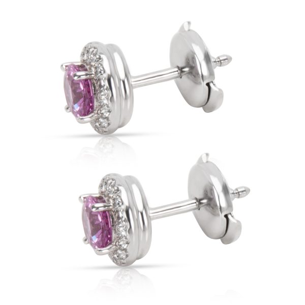 096853 sv Tiffany Co Soleste Pink Sapphire Diamond Earrings in Platinum 018 ctw