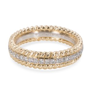 Tiffany Co Schlumberger Rope Two Row Diamond Ring in 18K Gold Platinum Mauboussin Nadja Diamond Ring in 18k Yellow Gold 064 CTW