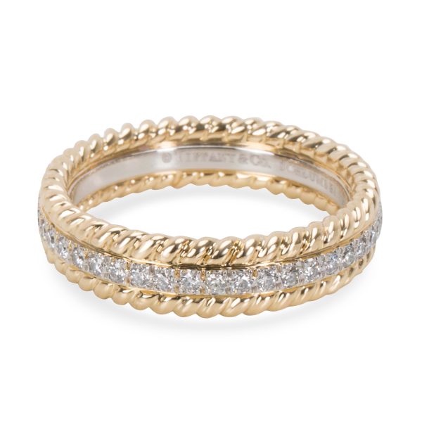 Tiffany Co Schlumberger Rope Two Row Diamond Ring in 18K Gold Platinum Tiffany Co Schlumberger Rope Two Row Diamond Ring in 18K Gold Platinum