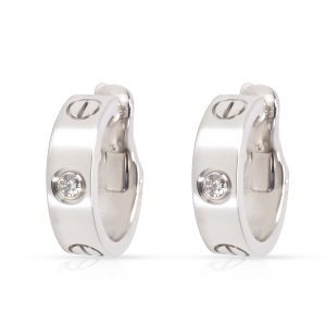 Cartier Love Earrings with Diamonds in 18K White Gold 010 CTW Gucci Suede Shoulder Bag Black