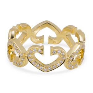 Cartier C Hearts of Cartier Diamond Ring in 18K Yellow Gold Louis Vuitton Monogram Empreinte On the Go Bag Tourterelle Gold