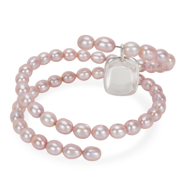 Tiffany Co Elsa Peretti Spiral Pink Pearl Bracelet in Sterling Silver Tiffany Co Elsa Peretti Spiral Pink Pearl Bracelet in Sterling Silver