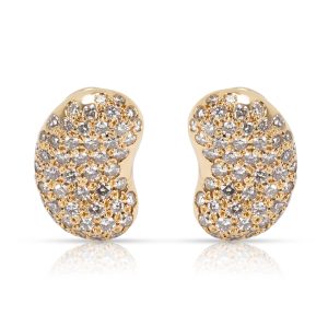 Tiffany Co Elsa Peretti Vintage Diamond Bean Clip On Earrings in 18K Gold Louis Vuitton Chain Shoulder Bag Very Noir