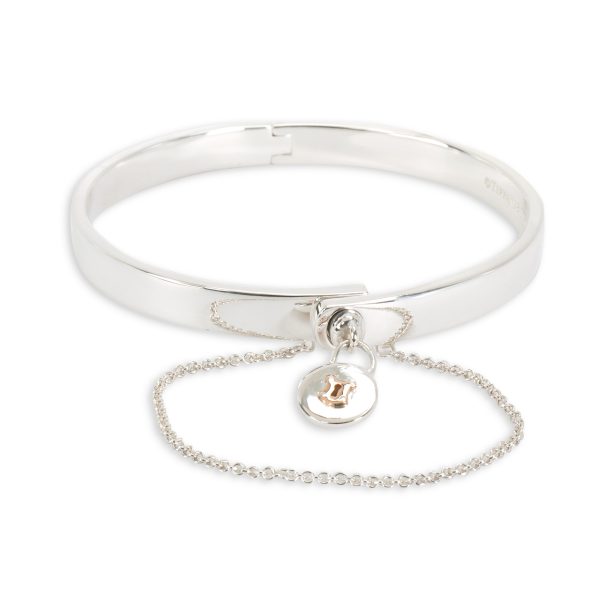 097419 sv Tiffany Co Lock Bangle in 18K Yellow Gold Sterling Silver