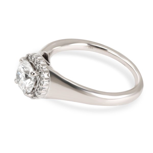 Engagement Ring White Gold Ritani Halo Diamond Engagement Ring in 18K Gold IGI Certified H SI2 105 CTW