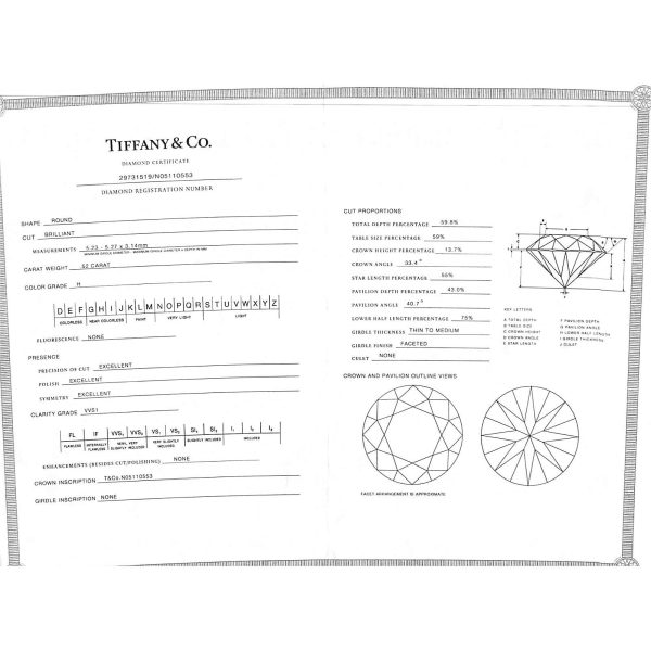 097641 stamp ef4ebe64 78ac 411d 9157 178be23f17da Tiffany Co Ribbon Diamond Engagement Ring in Platinum H VVS1 079 CTW