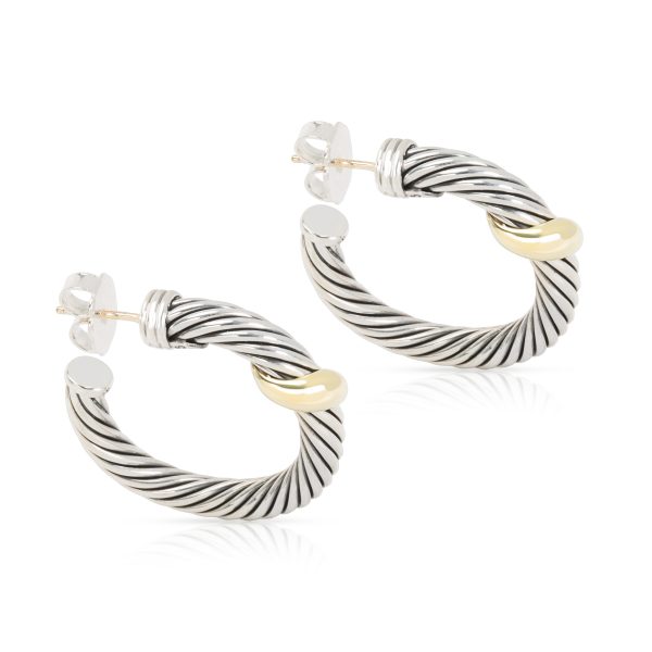 097733 sv David Yurman Cable Hoop Earrings in 14K Yellow GoldSterling Silver