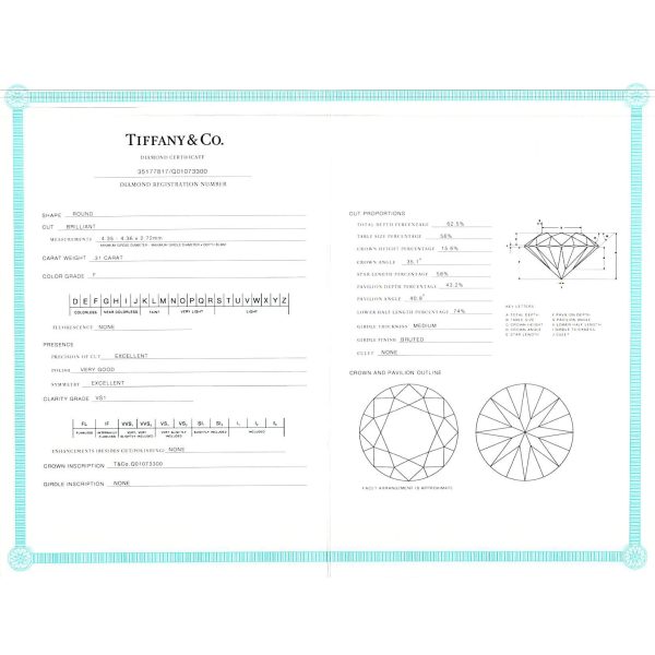 097788 stamp 93ed5163 da74 44e8 a998 a5dfad27e680 Tiffany Co Diamond Engagement Ring in Platinum 031 ct FVS1