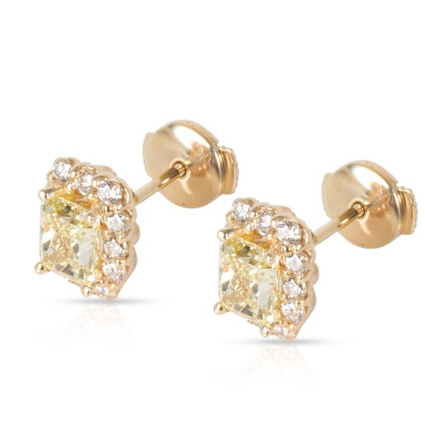 097856 sv GIA Fancy Yellow Diamond Stud Earrings in 14K Yellow Gold 185 ctw FYVS1 VS2