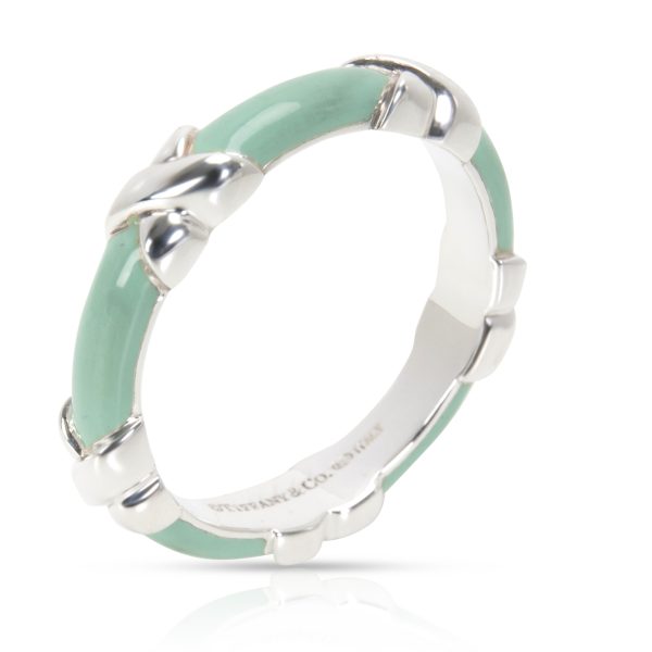 097904 pv Tiffany Co Signature X Enamel Ring in Sterling Silver