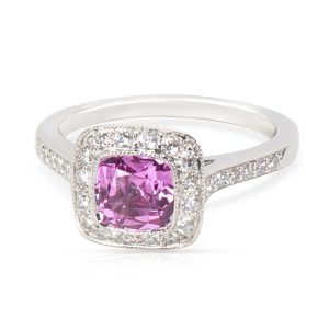 Tiffany Co Legacy Pink Sapphire Diamond Ring in Platinum Cart