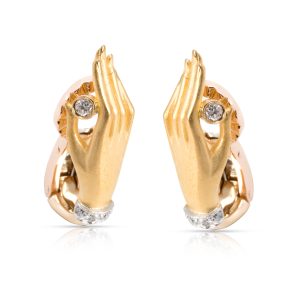 Carrera y Carrera Textured Hand Diamond Earrings in 18K Yellow Gold 01 CTW Louis Vuitton Handbag Damier Hampstead PM Bag