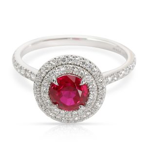 Tiffany Co Platinum Ruby Soleste Diamond Ring 036 cts Cart