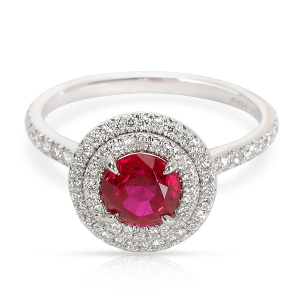 Tiffany Co Platinum Ruby Soleste Diamond Ring 036 cts Tiffany Co Platinum Ruby Soleste Diamond Ring 036 cts