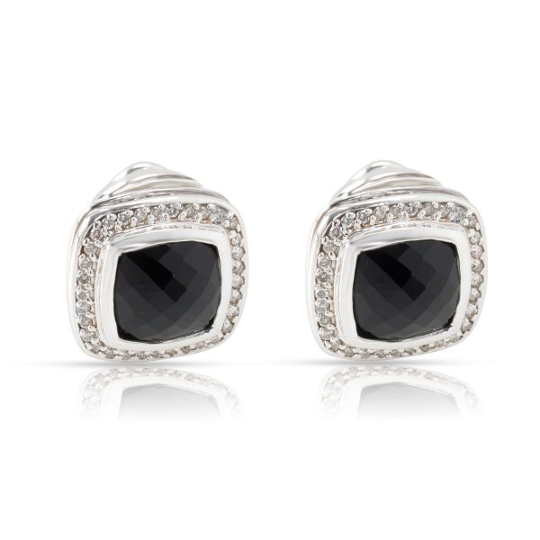 David Yurman Black Onyx Diamond Earrings in Sterling 070 CTW David Yurman Black Onyx Diamond Earrings in Sterling 070 CTW