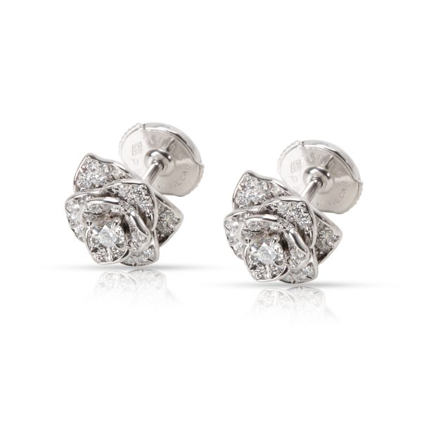 Piaget Rose Diamond Earrings in 18K White Gold 045 CTW Piaget Rose Diamond Earrings in 18K White Gold 045 CTW