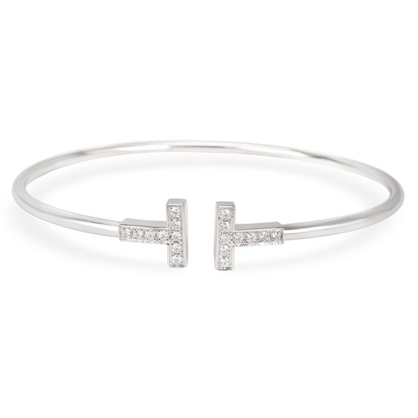 Tiffany Co T Wire Diamond Bangle in 18K White Gold 022 CTW Tiffany Co T Wire Diamond Bangle in 18K White Gold 022 CTW