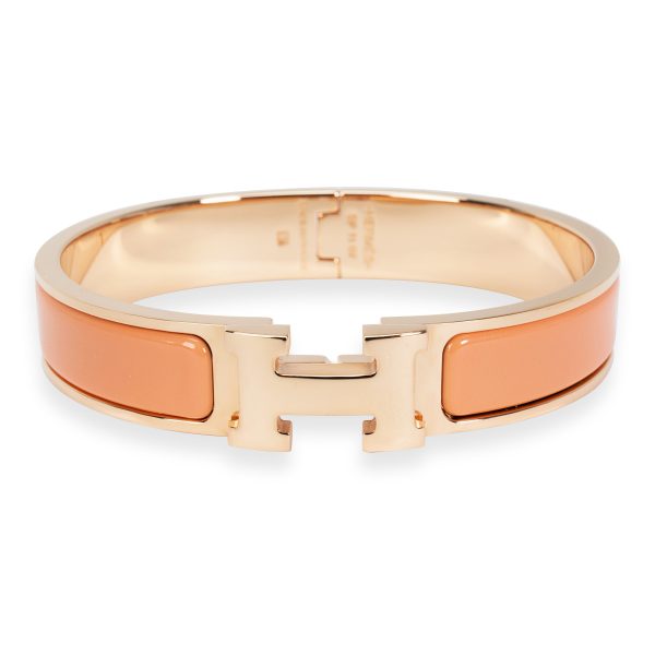 Hermes Orange Papaye H Clic Bracelet in 18K Rose Gold Plated Hermes Orange Papaye H Clic Bracelet in 18K Rose Gold Plated