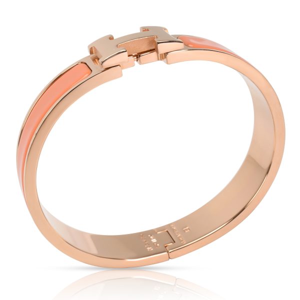 098247 pv Hermes Orange Papaye H Clic Bracelet in 18K Rose Gold Plated