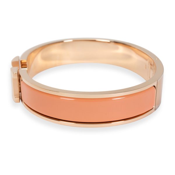 098247 sv Hermes Orange Papaye H Clic Bracelet in 18K Rose Gold Plated