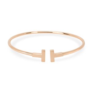 Tiffany Co T Wire Bangle in 18K Rose Gold Chanel Big Matelasse Chain Bag Coco Mark W Chain Black