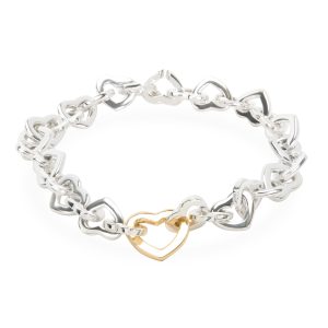 Tiffany Co Interlocking Hearts Bracelet in Yellow GoldSterling Silver Bvlgari B zero 1 2 band Ring Size 12 750 WG White Gold