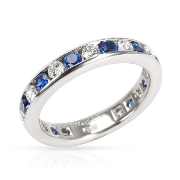 Tiffany Co Channel Set Diamond Sapphire Band in Platinum 06 CTW Tiffany Co Channel Set Diamond Sapphire Band in Platinum 06 CTW