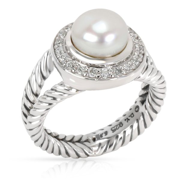 Ring Silver David Yurman Albion Pearl Diamond Ring in Sterling Silver 020 CTW