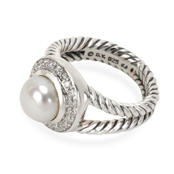 David Yurman David Yurman Albion Pearl Diamond Ring in Sterling Silver 020 CTW