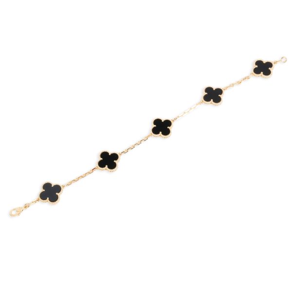 098397 pv a8cfa1fa 367f 45b6 aafb 6f7cf06ad2fb Van Cleef Arpels Alhambra Black Onyx Bracelet in 18K Yellow Gold