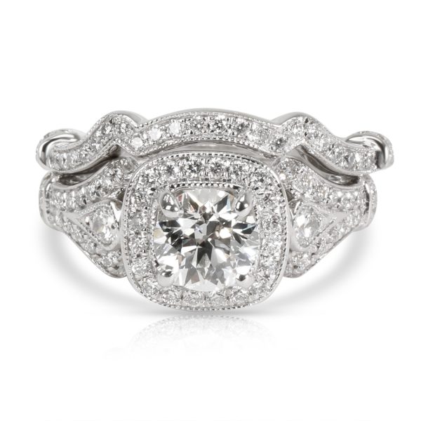 Gemma by WP Diamonds Polenza Diamond Engagement Wedding Set in 18K White Gold J SI1 GIA 130 CTW