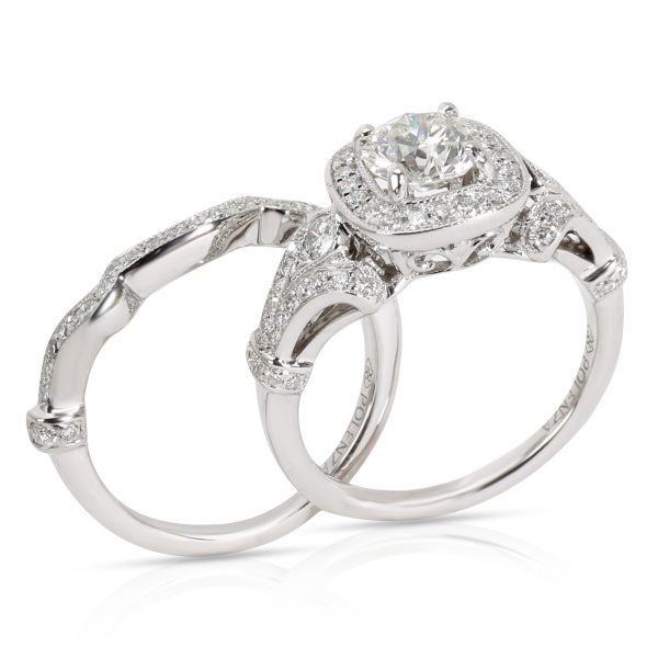 Rings Polenza Diamond Engagement Wedding Set in 18K White Gold J SI1 GIA 130 CTW