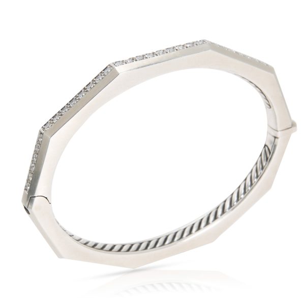 098623 pv 35f59b17 ce4a 49b2 92a8 e5c65f13c5c3 David Yurman Wellesley Faceted Diamond Bangle in Sterling Silver 081 CTW