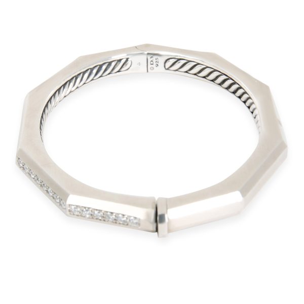 098623 stamp 9c72e1a1 7224 492d 8f27 a01e2ff50c36 David Yurman Wellesley Faceted Diamond Bangle in Sterling Silver 081 CTW