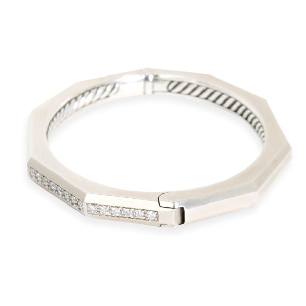 098623 sv 5723b848 b1f5 4880 9639 587fd8ea8879 David Yurman Wellesley Faceted Diamond Bangle in Sterling Silver 081 CTW