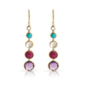 Ippolita Ippolita Lollipop Lollitini Rainbow Earrings in 18K Yellow Gold Fendi Zucca Handbag Khaki