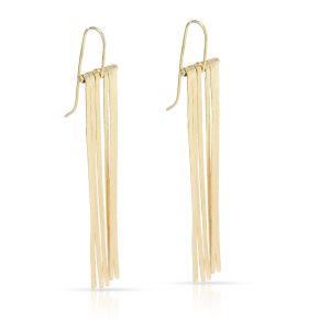 Sophie Hughes Long Fringe Hammered Earrings in 18K Yellow Gold Ferragamo Handbag Shoulder Bag 2way Gancini Leather Beige