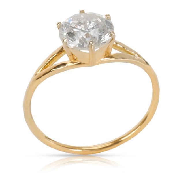 Rings Solitaire Diamond Engagement Ring in 18K Yellow Gold H I4 130 CTW