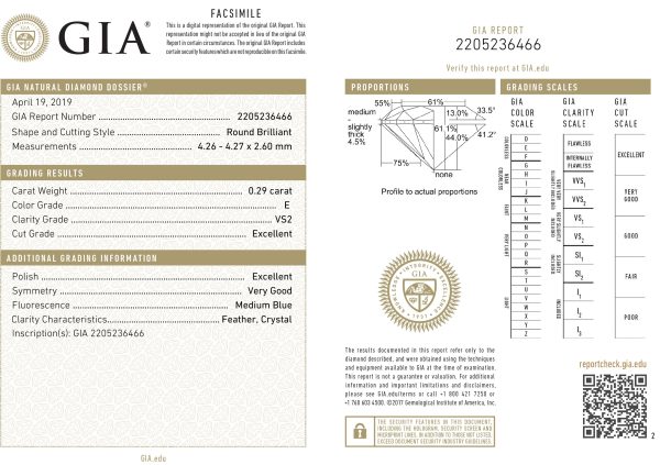 098676 stamp GIA Certified 029 Ct Round cut E VS2 Loose Diamond