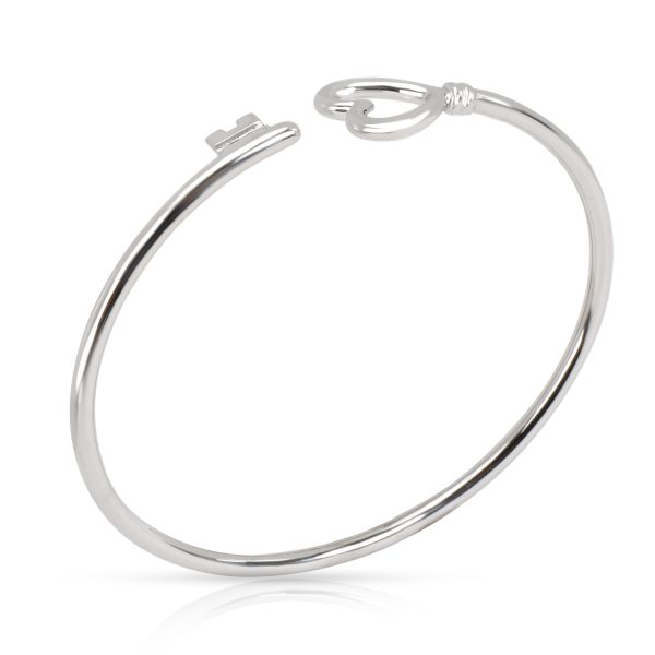 098750 pv Tiffany Co Key Wire Heart Bangle in 18K White Gold