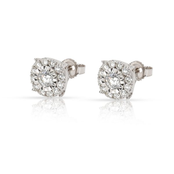 Miracle Set Diamond Stud Earrings in 10K White Gold 055 CTW Miracle Set Diamond Stud Earrings in 10K White Gold 055 CTW